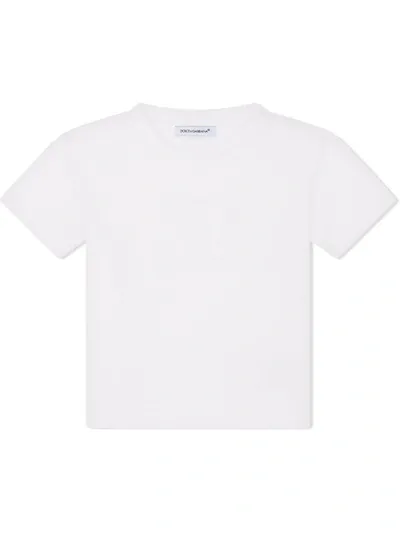 Dolce & Gabbana Babies' Dg-logo Cotton T-shirt In White