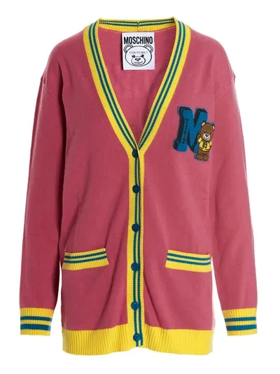 Moschino Logo Patch Cardigan In Purple