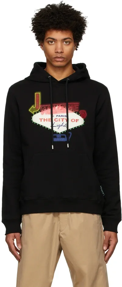 Lanvin Las Vegas Printed Hooded Cotton Sweatshirt In Black