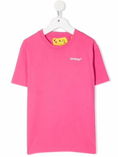 Off-white Kids' Arrow Brand-print Cotton T-shirt 4-10 Years In Fucsia