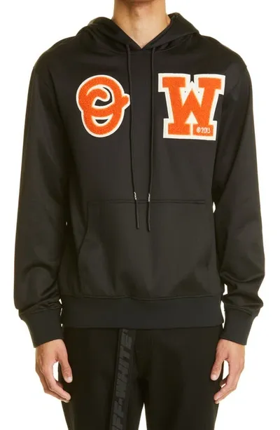 Off-white Skate Logo Patch Zipped Hoodie In Black