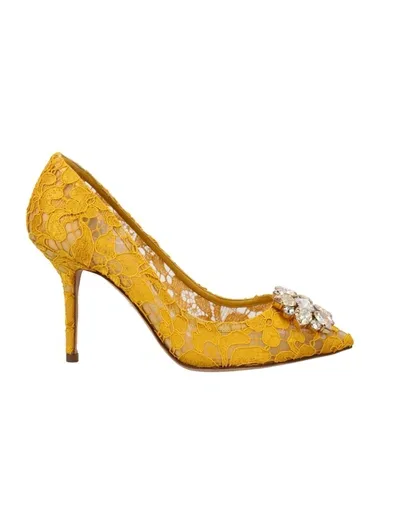 Dolce & Gabbana Dolce&amp;gabbana Taormina Lace With Crystals Pump In Yellow