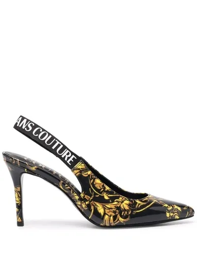 Versace Jeans Couture Regalia Baroque 100mm Slingback Pumps In Black