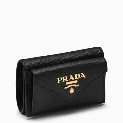 Prada Black Saffiano Leather Wallet With Coin Holder