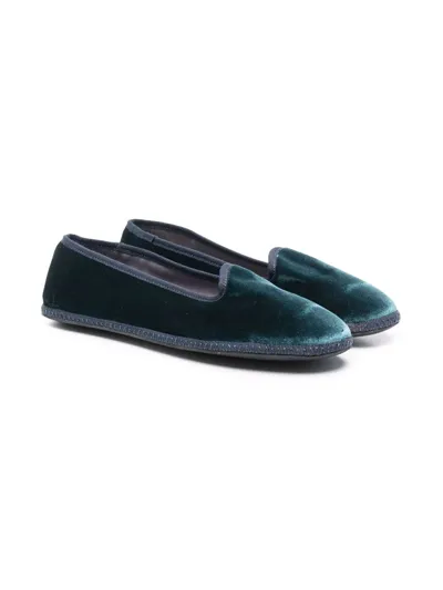 Siola Slip-on Velvet-effect Loafers In Verde