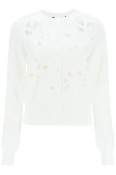 Dolce & Gabbana Cotton Cardigan With Cutwork Embroidery In White