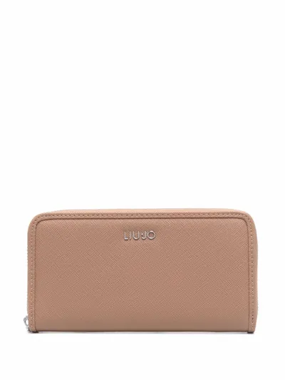 Liu •jo Logo-plaque Zip Wallet In Brown