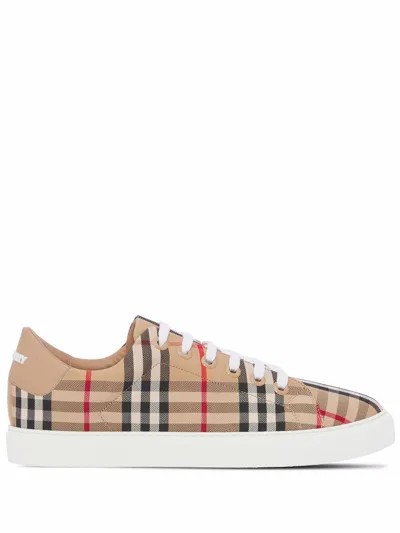 Burberry Vintage Check Lace-up Sneakers In Neutrals/black