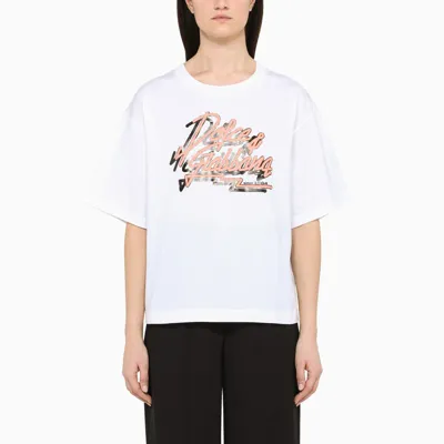 Dolce & Gabbana White Crewneck T-shirt With Logo Print