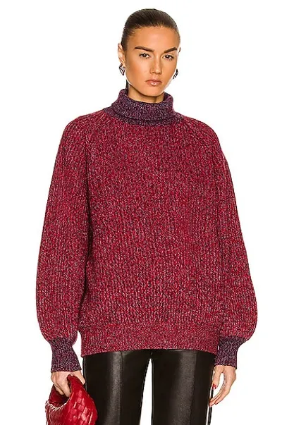 Ganni Roll-neck Jumper In High Risk Red