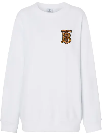 Burberry Monogram Motif Oversized Sweatshirt In Weiss