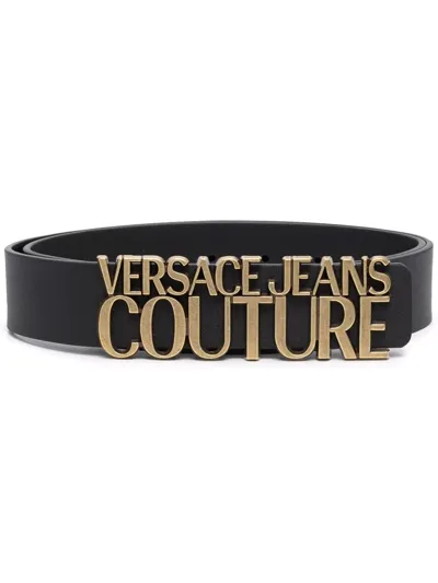 Versace Jeans Couture Logo-buckle Belt In Schwarz