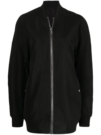 Rick Owens Peter Oversized Crepe Bomber Jacket In Black