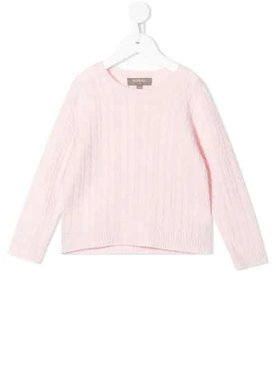 N•peal Kids' Knitted Organic Cashmere Jumper In Pink