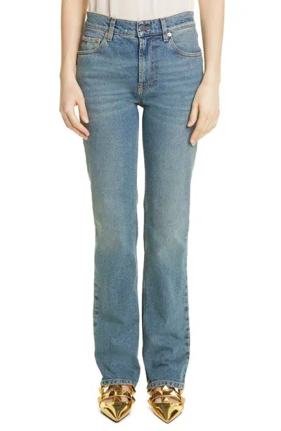 Valentino Straight Leg Stretch Cotton Jeans In Blue