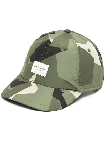 Rag & Bone Addison Printed Baseball Cap In Green Camo