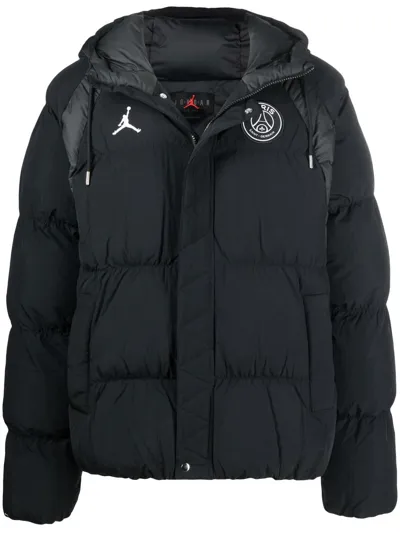 Nike Padded Zip-up Hooded Jacket In Black