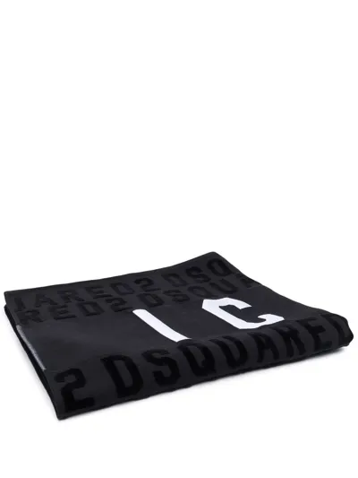 Dsquared2 Logo-print Bath Towel In Schwarz