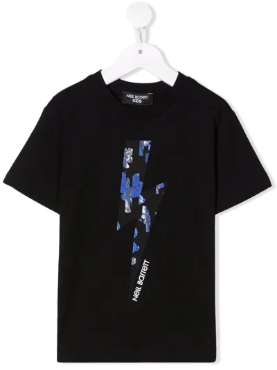 Neil Barrett Kids' Logo Crew-neck T-shirt In Black