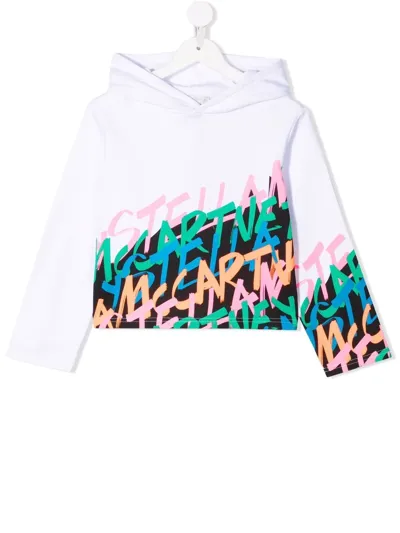 Stella Mccartney Kids' Logo-print Long-sleeve Hoodie In White