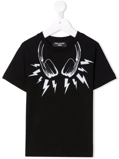 Neil Barrett Kids' Black Multi Lightening T-shirt