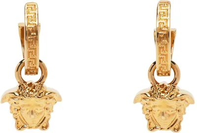 Versace Gold 'la Medusa' Greca Hoop Earrings