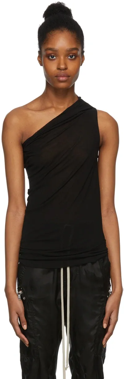 Rick Owens Athena One-shoulder Tank Top In Black