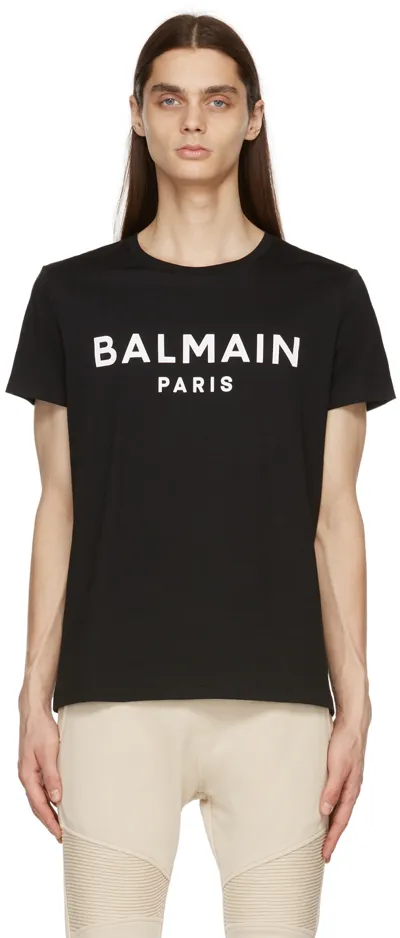 Balmain Metallic Logo-print Cotton T-shirt In Black