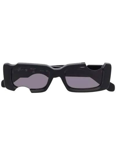 Off-white Cady Cut-out Rectangular-frame Sunglasses In 1007 Black Dark G