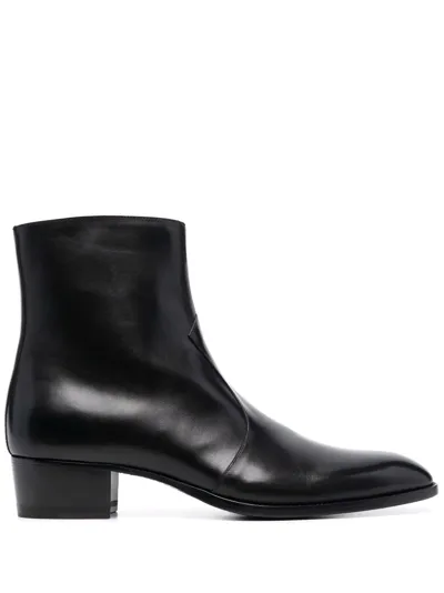 Saint Laurent Wyatt 40mm Ankle Boots In Black