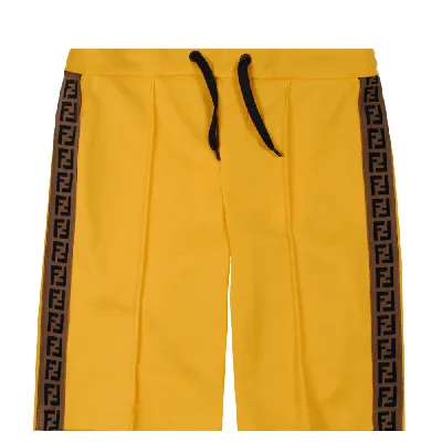 Fendi Yellow Teen Bermuda Shorts With Logo Side Bands In Giallo