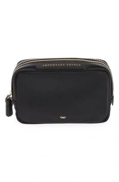 Anya Hindmarch Important Things Nylon Pouch In Marine Blue