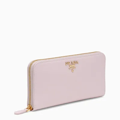 Prada Light Pink/gold Zip Around Wallet