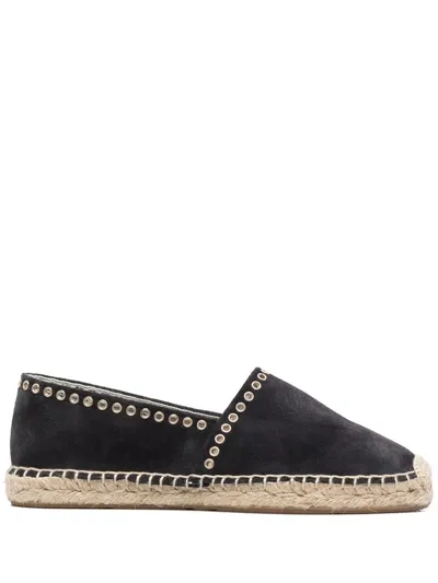 Isabel Marant Canae Eyelet-embellished Suede Espadrilles In Black