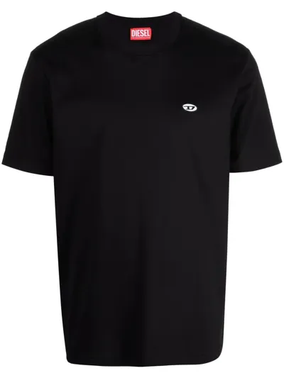 Diesel Kids' T-just-doval-pj Cotton T-shirt In Black