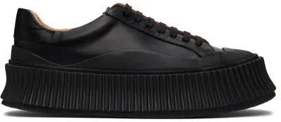 Jil Sander Black Agnellato Platform Sneakers In 001 Black