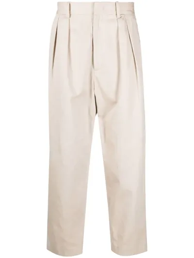 Isabel Marant Wide Leg Cotton Chino Trousers In Neutrals