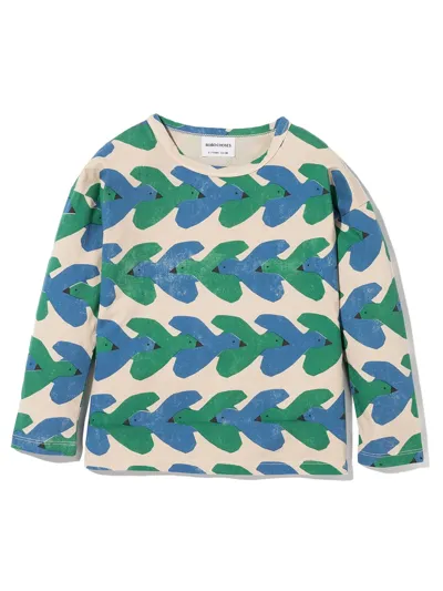 Bobo Choses Kids' Bird Pattern T-shirt In Blue