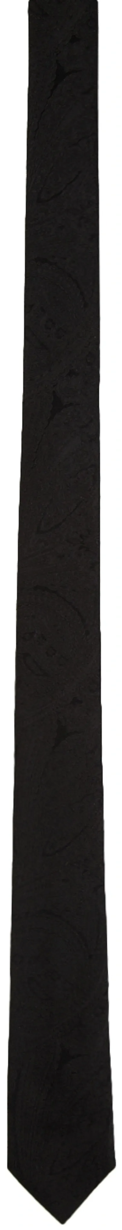 Saint Laurent Black Silk Paisley Neck Tie