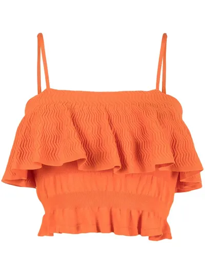 Solid & Striped The Kaia Zig-zag Bikini Top In Orange