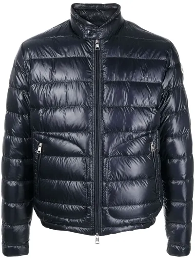 Moncler Acorus Lightweight Nylon Down Jacket In Navy