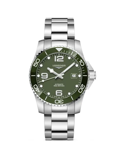 Longines Hydroconquest Stainless Steel Bracelet Watch In Green