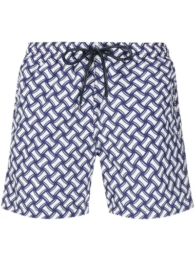 Drumohr Graphic-print Drawstring Swims Shorts In 白色