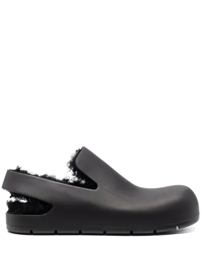 Bottega Veneta Black Puddle Rubber And Shearling Slippers