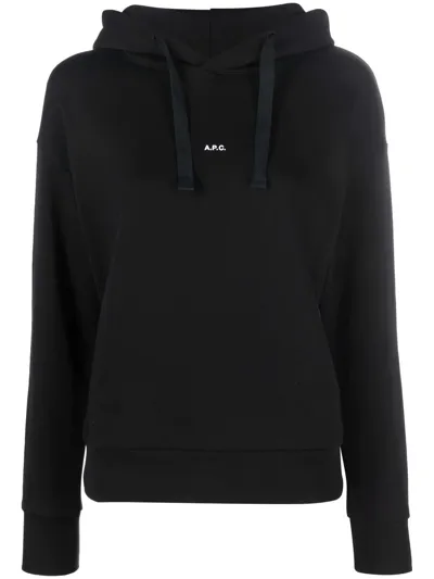 Apc Christaina Drawstring Hoodie In Black