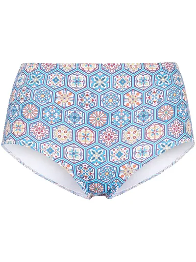 Solid & Striped Geometric Bikini Bottoms In Blau