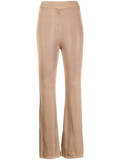 Staud Stretch Flared Trousers In Braun