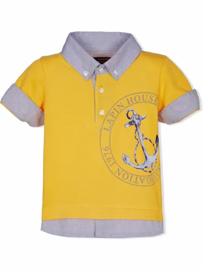 Lapin House Kids' Anchor Logo-print Short-sleeved Shirt In Yellow