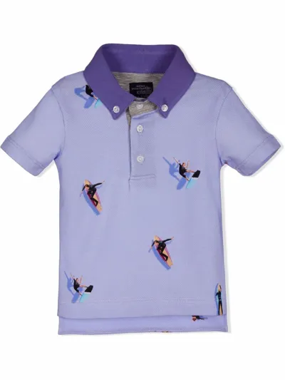 Lapin House Kids' Surf Print Short-sleeved Shirt In Blue