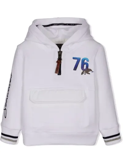 Lapin House Kids' Number Print Half-zip Hoodie In White